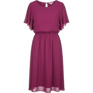 Torrid Women Plus Size 5 Magenta Chiffon Flutter Sleeve Midi Dress 11205818